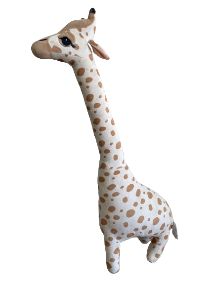 Girafa de Pelúcia Realista 67 cm para decoração de quarto infantil. Feita de algodão de alta qualidade, é um brinquedo educativo e peça decorativa encantadora, ideal para ambientes com temática de safári