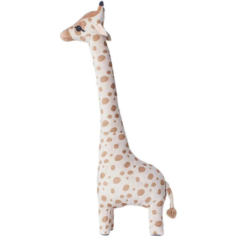 Girafa de Pelúcia Realista 67 cm para decoração de quarto infantil. Feita de algodão de alta qualidade, é um brinquedo educativo e peça decorativa encantadora, ideal para ambientes com temática de safári