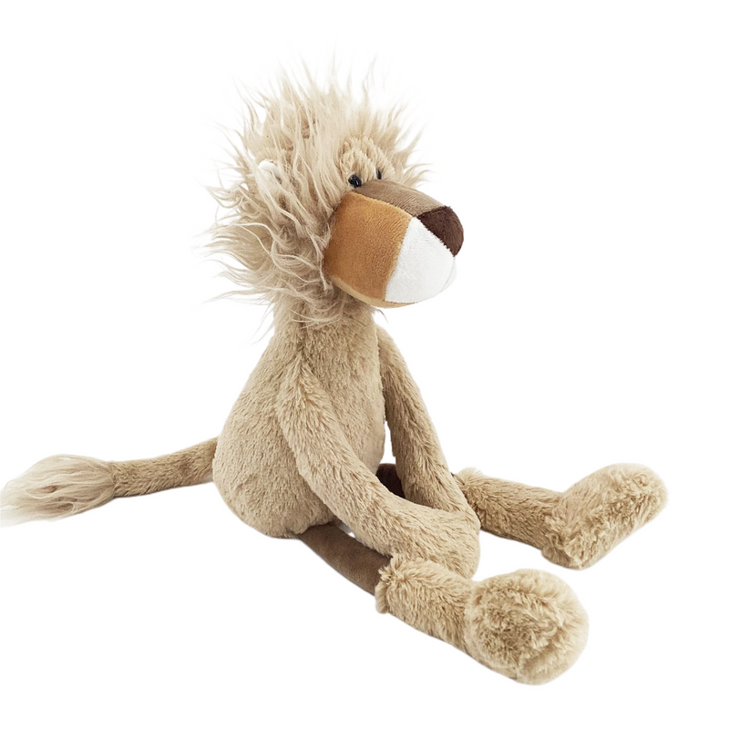 Pelúcia Leãozinho de Algodão - 45cm, cor marrom. Ideal para decoração de quarto infantil, proporcionando conforto e segurança. Companheiro perfeito para bebês e crianças